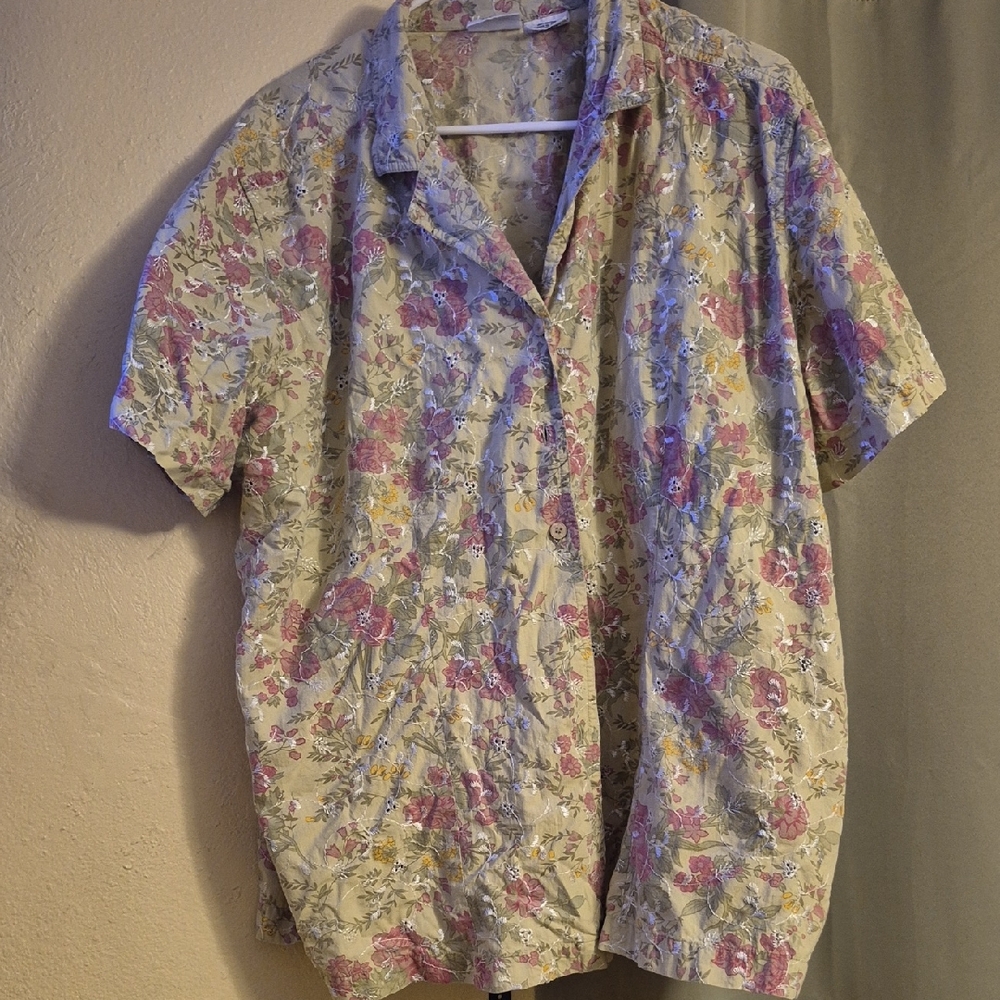 Floral Short Sleeve Button-Up Shirt